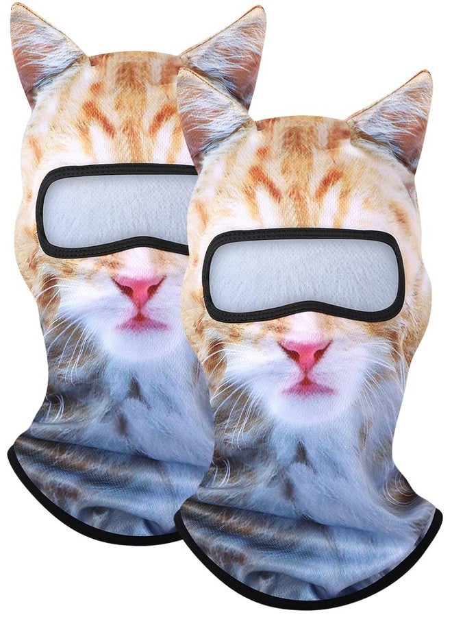 EUDOLAH 3D Cat Ski Balaclava Sheisty Face Mask with Ears Cute Animal Ski Mask for Music Festivals Raves Party Outdoor Activities 2pack cat Orange - Image 5